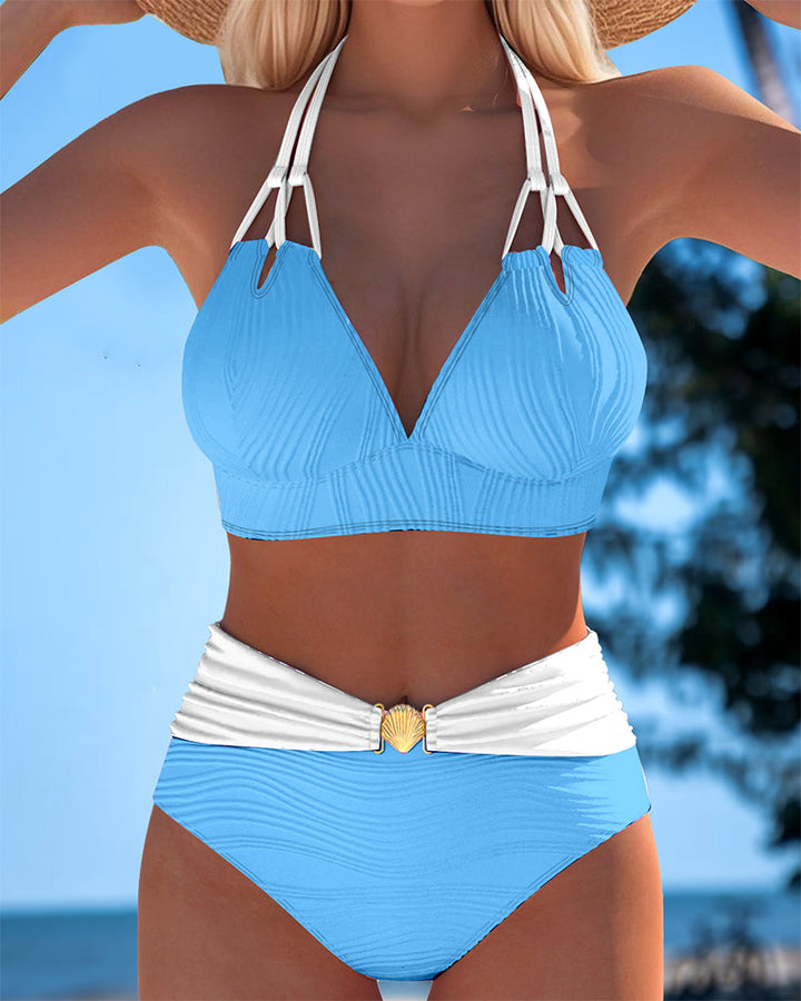 Lily | Costume da bagno a vita alta con doppio spallino e colore a contrasto