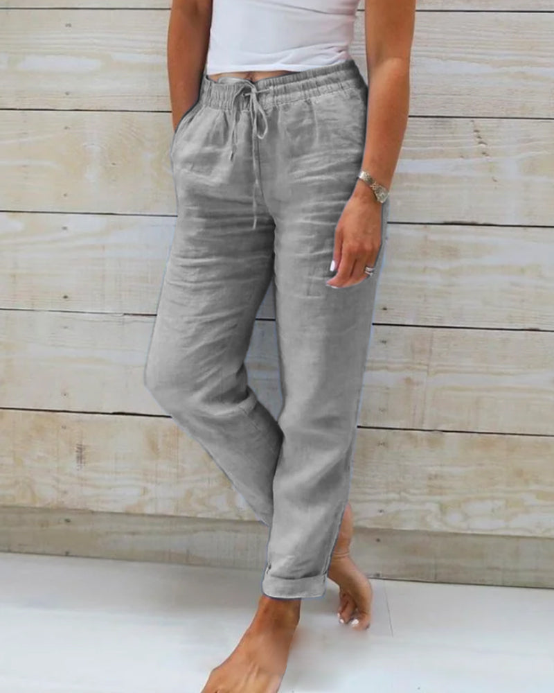 Allison - Pantaloni Eleganti in Lino e Cotone di Alta Qualità