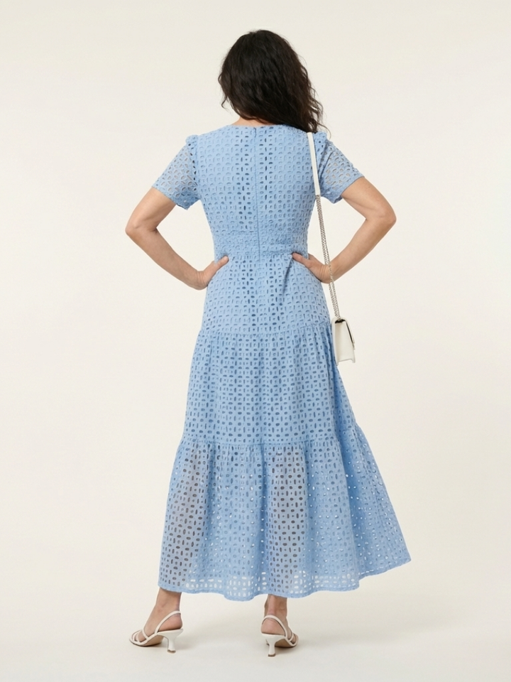 Brielle | Vestito Midi a Maniche Corte con Scollo a V a Strati