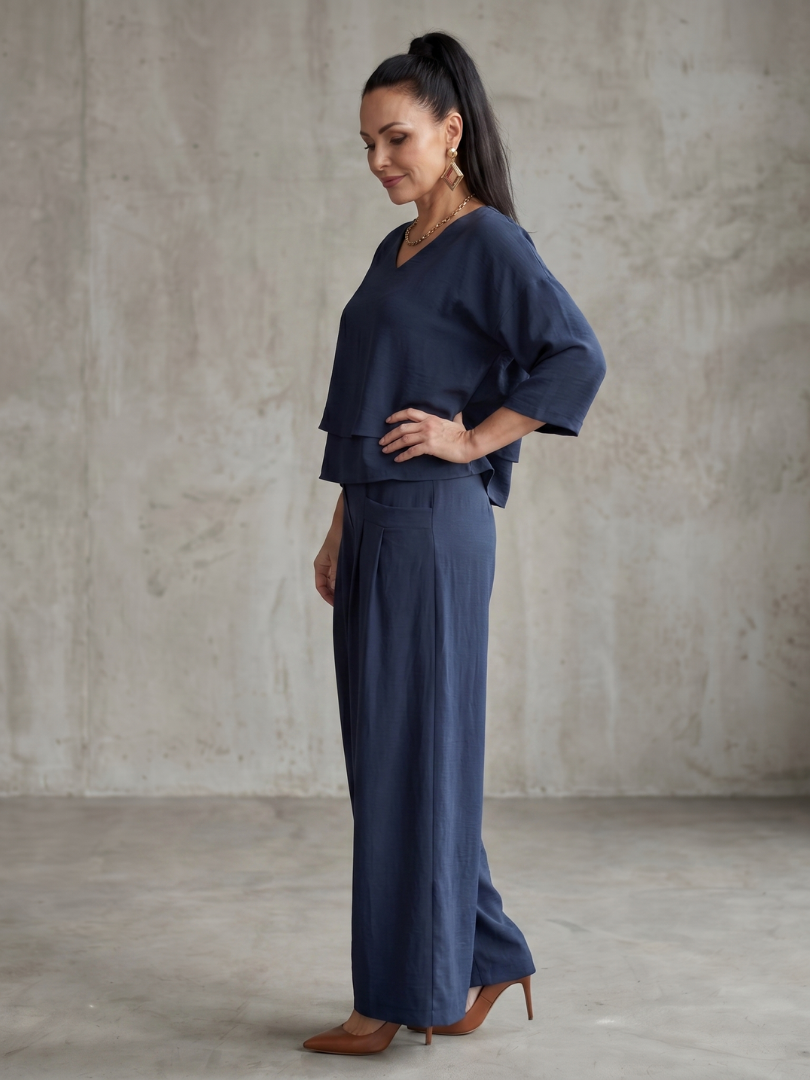Fiume | Set Top a Strati con Pantaloni Larghi