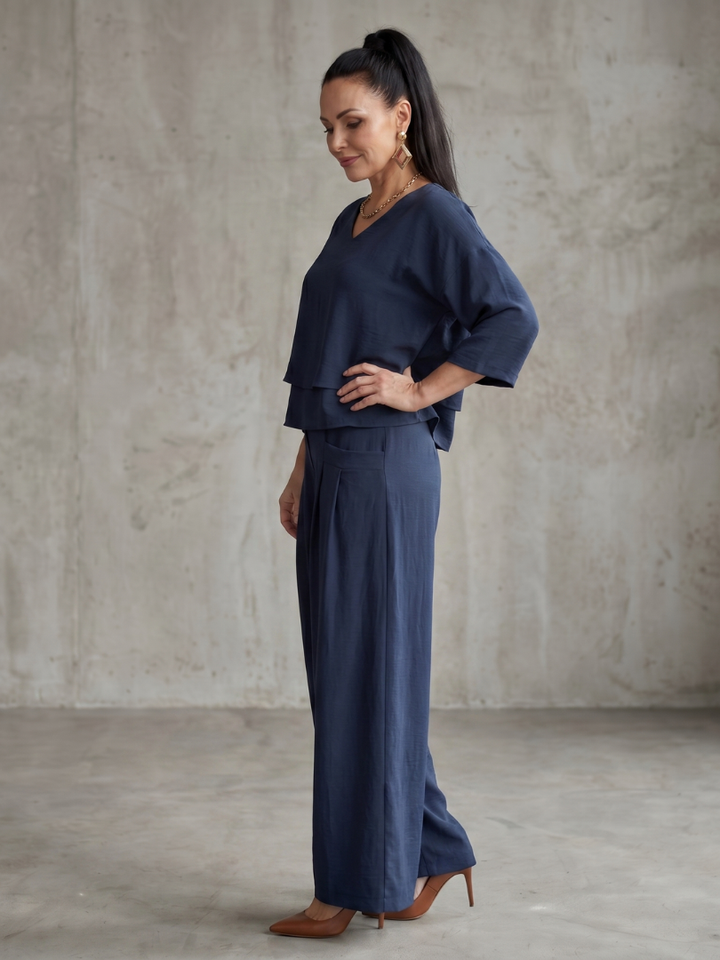 Fiume | Set Top a Strati con Pantaloni Larghi