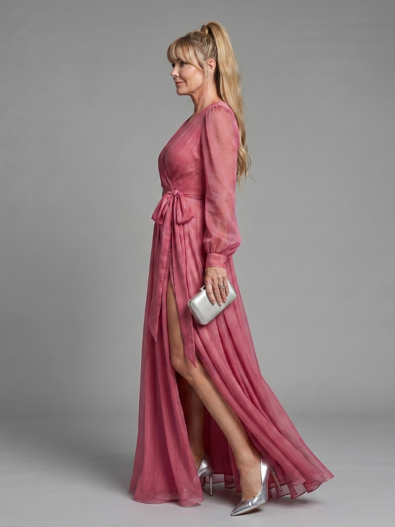 Meredith | Abito Maxi Trasparente a Maniche Lunghe