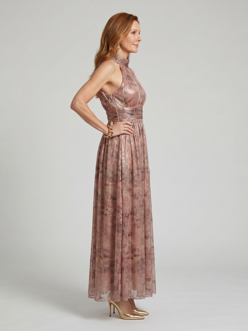 Imogen | Vestito Midi Senza Maniche con Finitura Testurizzata