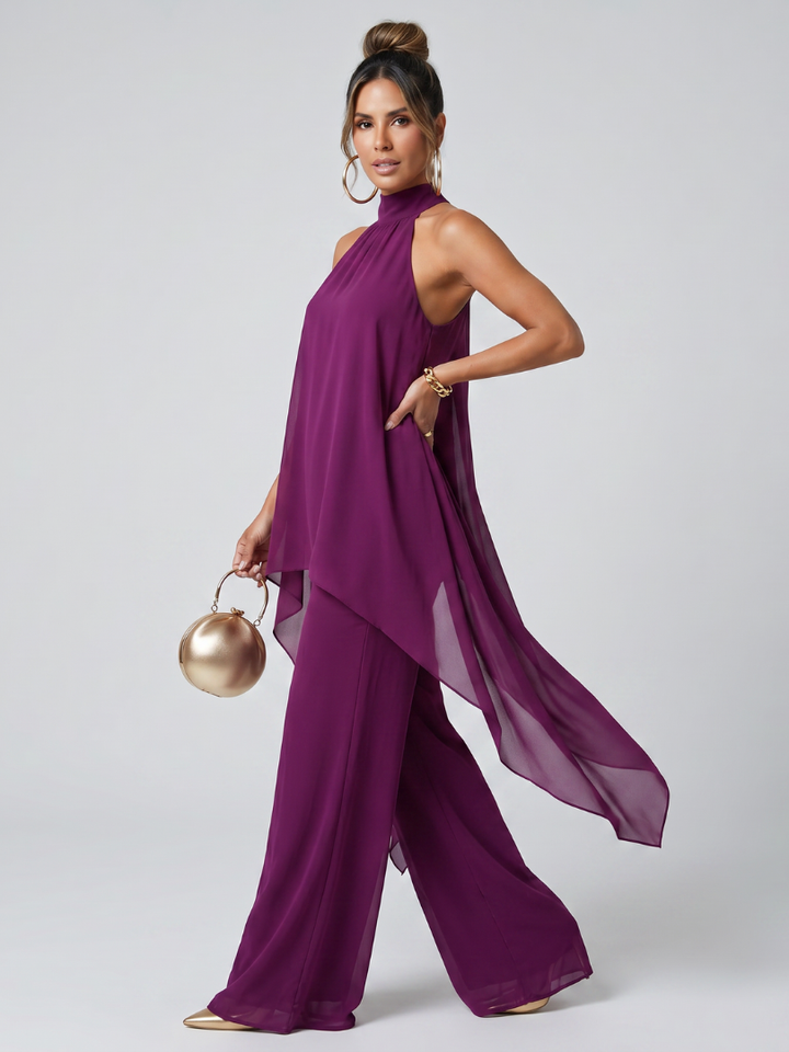 Zareen | Set Top Tunica Asimmetrica e Pantaloni a Gamba Larga
