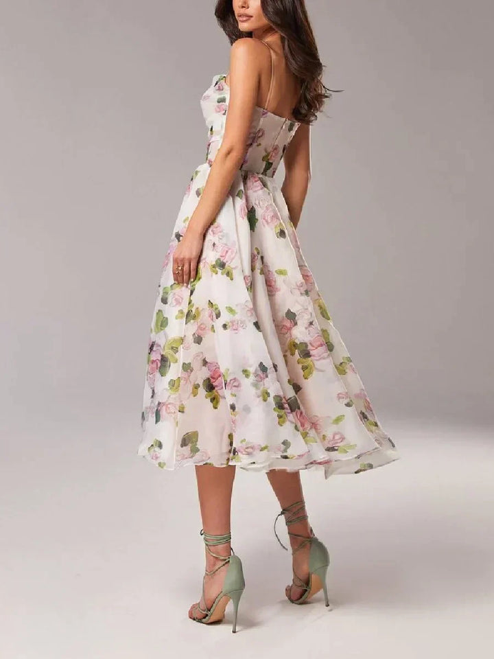Abito Elegante Stampato Senza Spalline Emilia