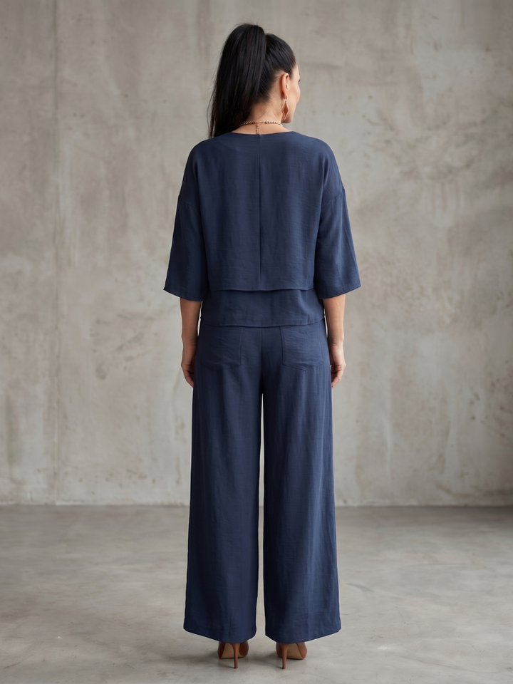 Fiume | Set Top a Strati con Pantaloni Larghi