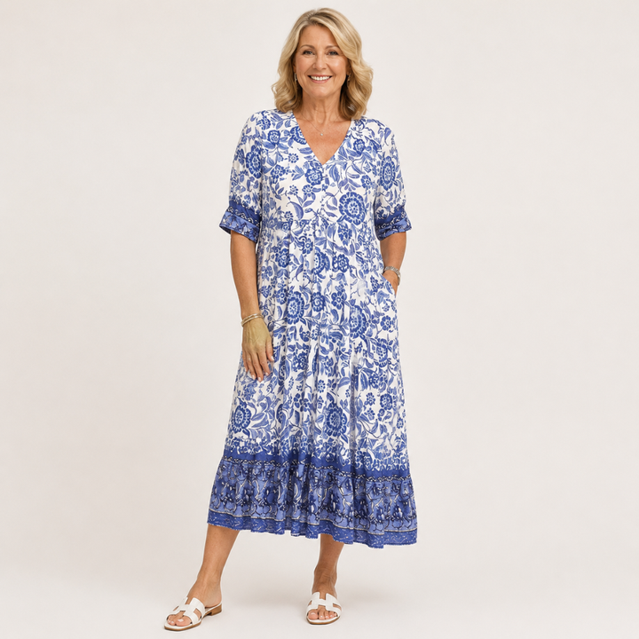 Keisha | Abito Floreale V-Neck Elegante