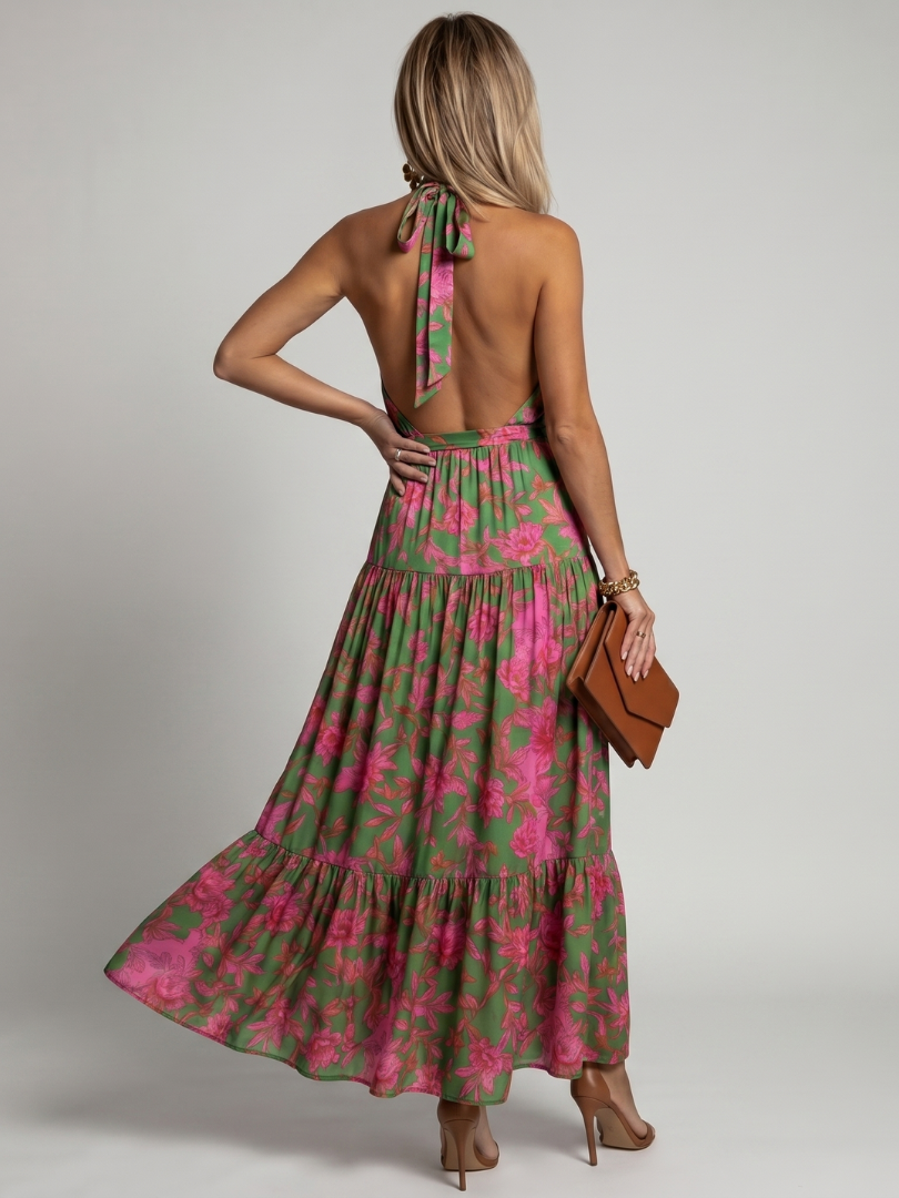 Rowen | Abito Midi con Scollo Halter Drappeggiato