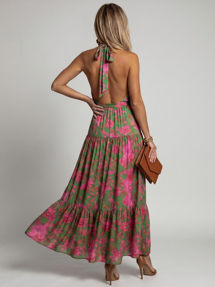 Rowen | Abito Midi con Scollo Halter Drappeggiato