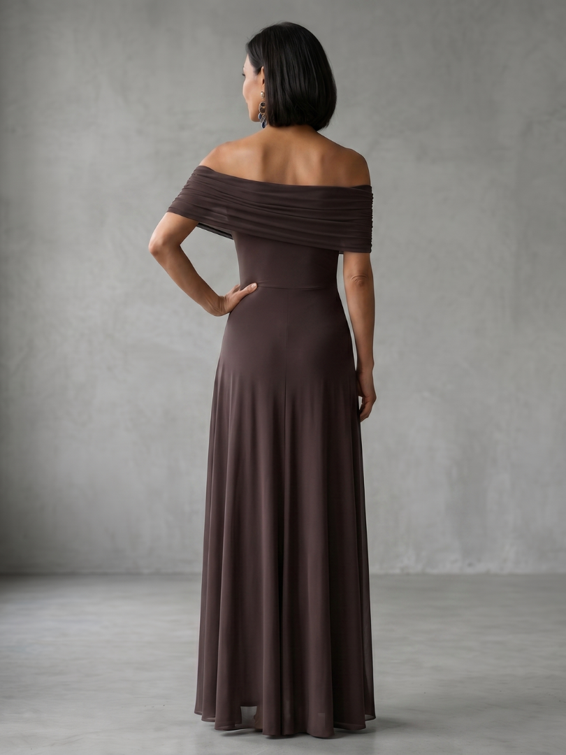 Giugno | Abito Midi Drappeggiato con Spalle Scoperte
