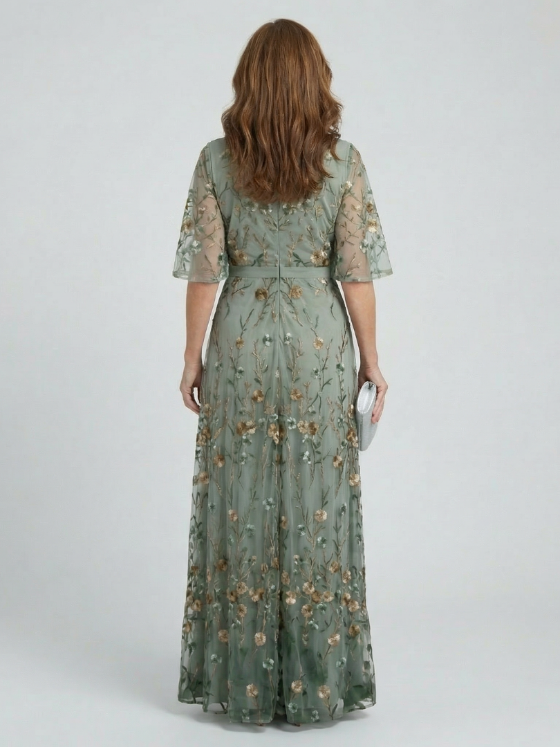 Selora | Vestito Maxi Floreale con Scollo All'Americana