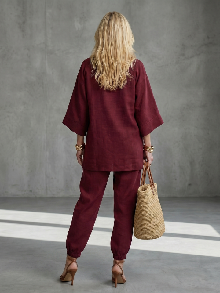 Georgiana | Set Tunica a V e Pantaloni Arricciati