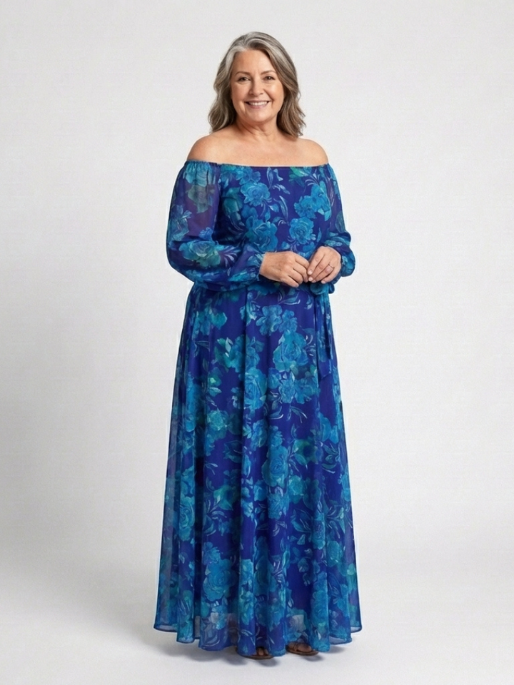 Ellis & Johnson™  | Abito Maxi Floreale Off Shoulder