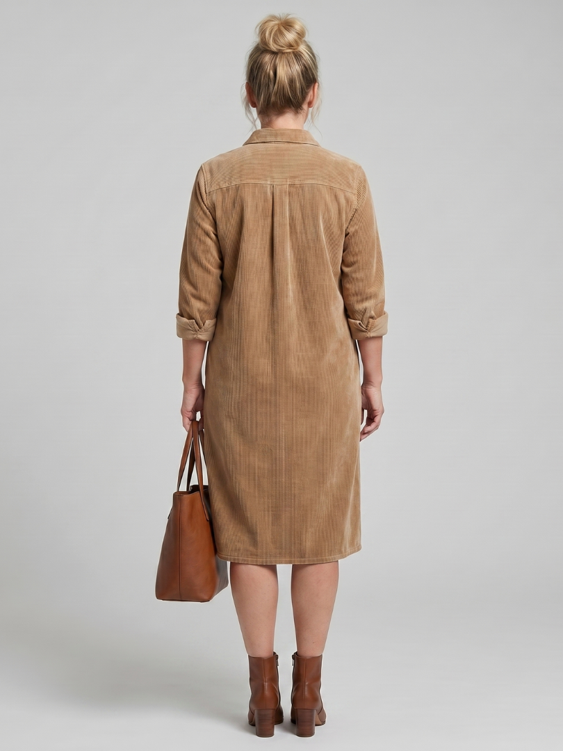Pema | Abito midi a maniche lunghe con tasche a toppa