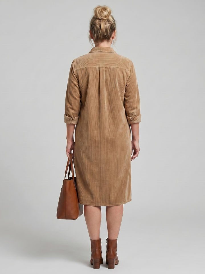 Pema | Abito midi a maniche lunghe con tasche a toppa