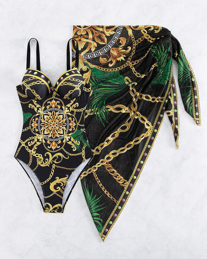 Darius – Costume intero push-up con gonna da spiaggia coordinata