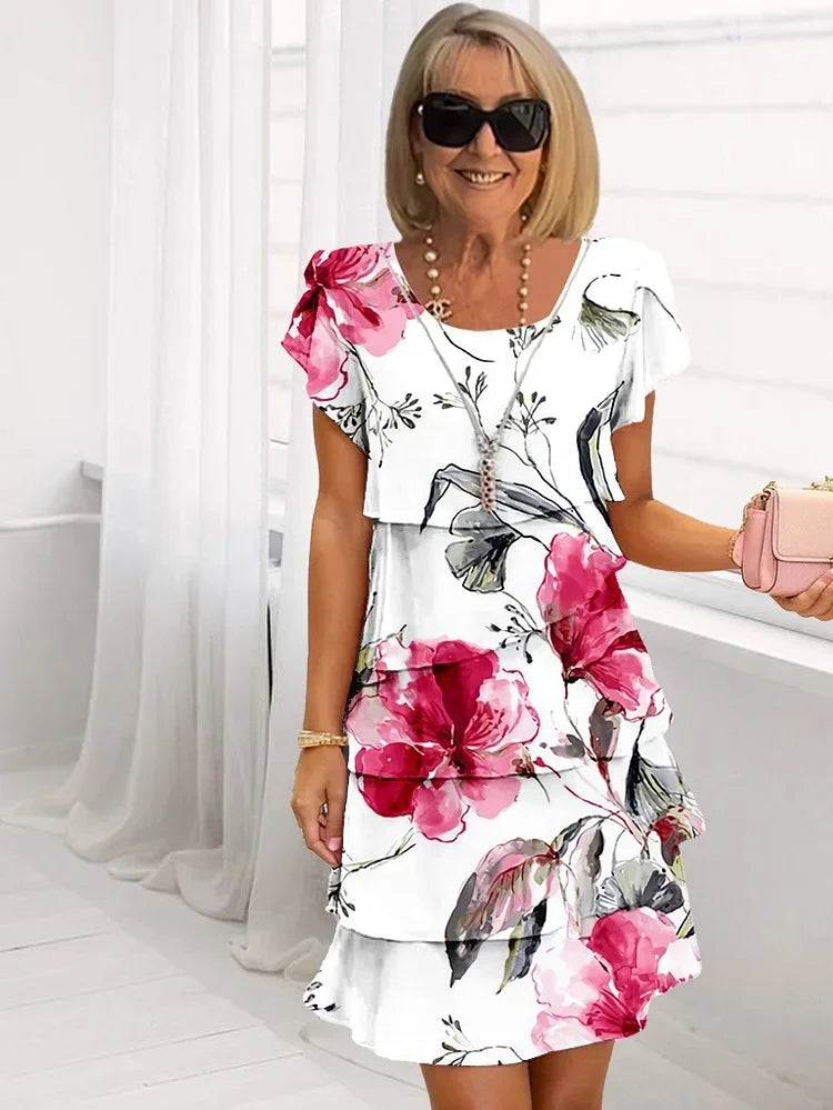 Bella - Vestito Floreale Plissettato con Volant