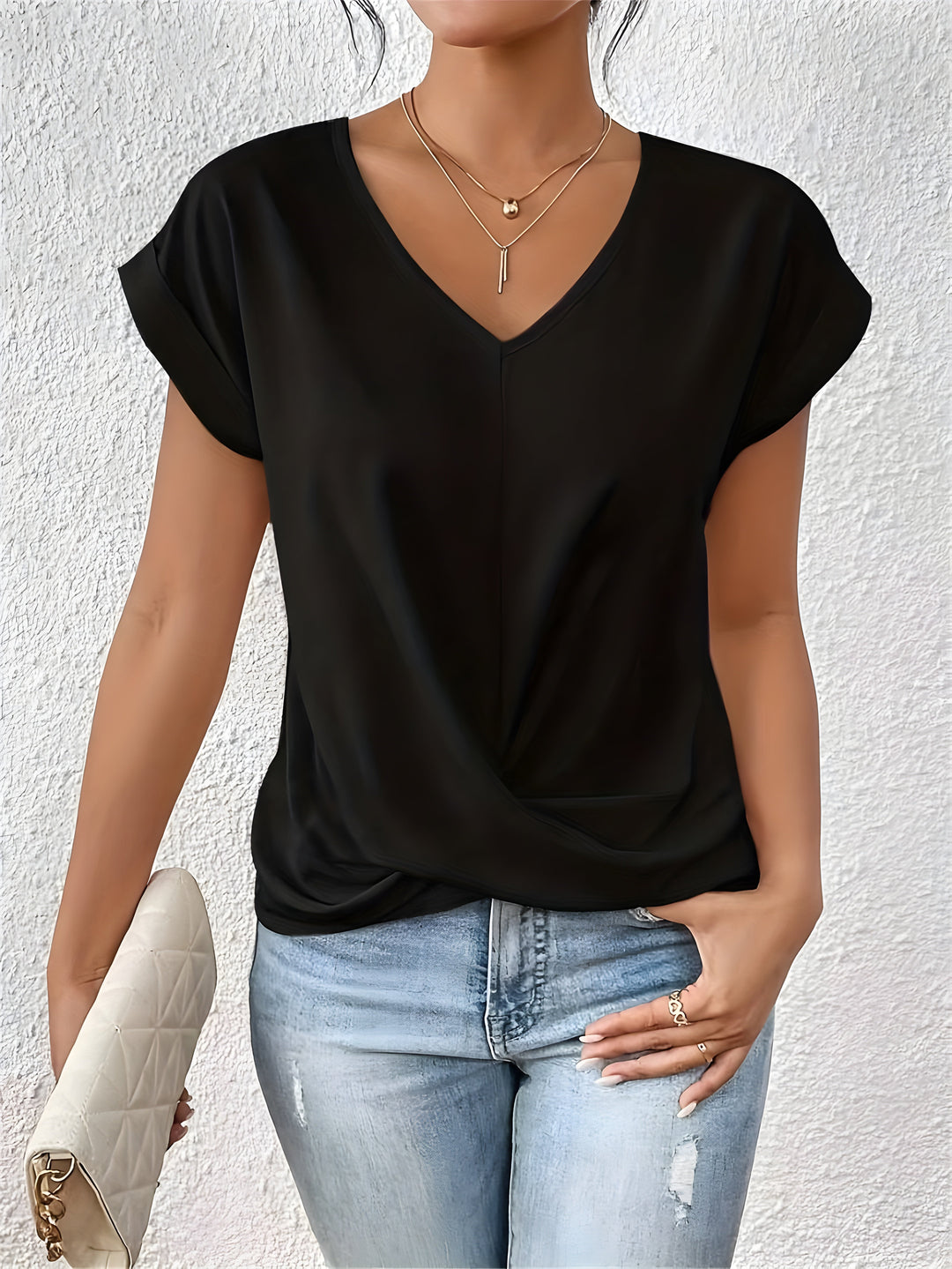 BELLA | Top V-Neck con Dettaglio a Torciglione Classico