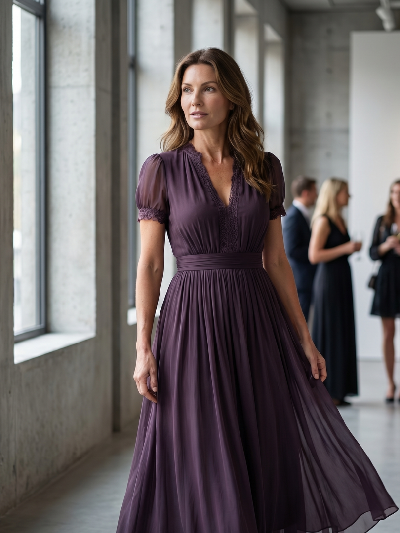 Elia | Abito Maxi con Vita Arricciata e Cut-Out