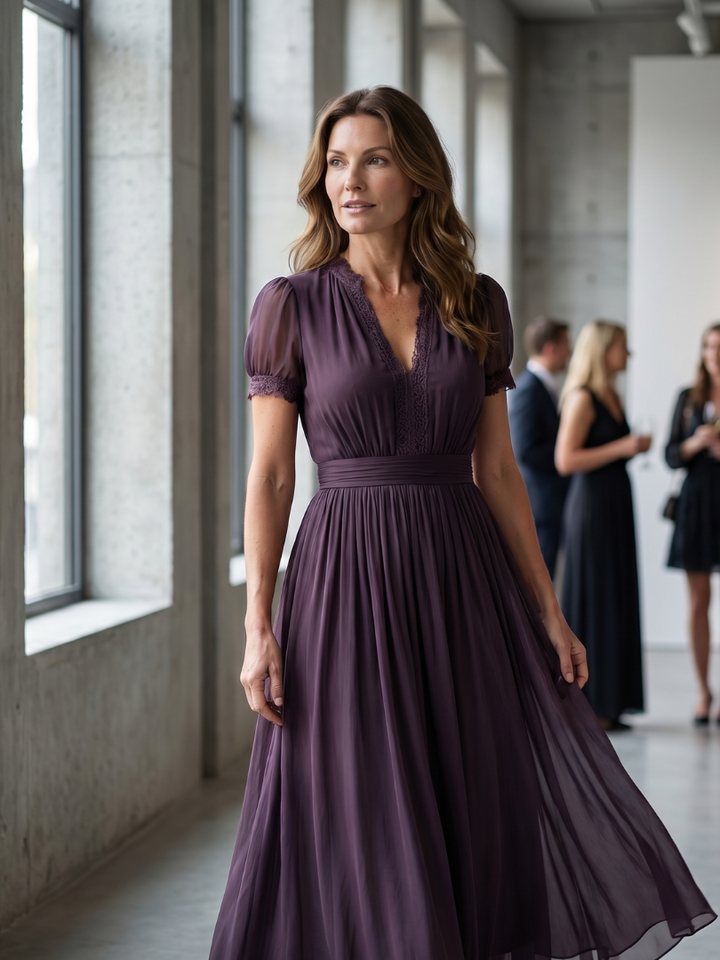 Elia | Abito Maxi con Vita Arricciata e Cut-Out