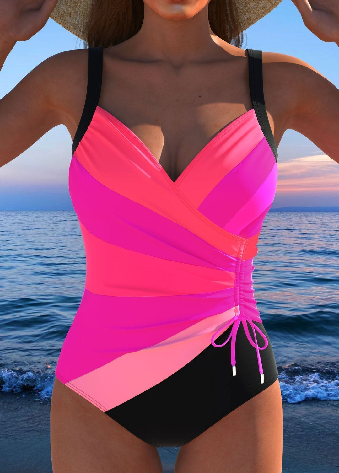 Costume da Bagno Surplice Elegante con Stampa Vivace