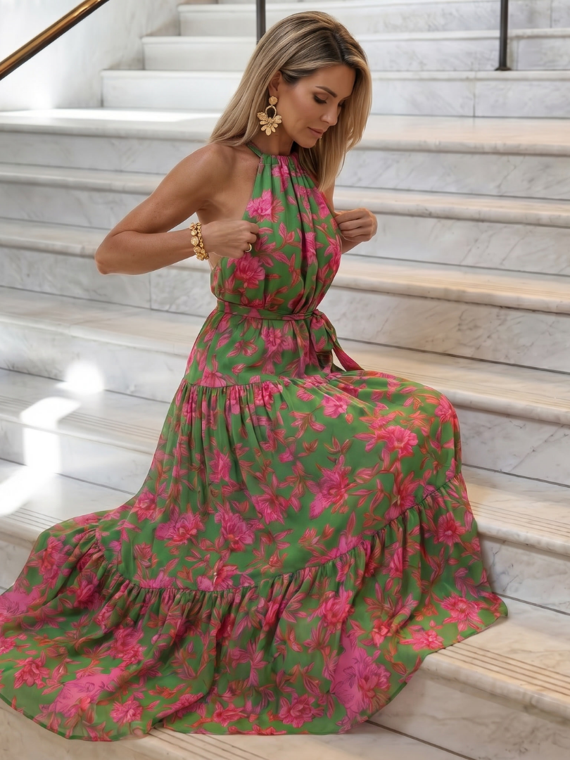 Rowen | Abito Midi con Scollo Halter Drappeggiato