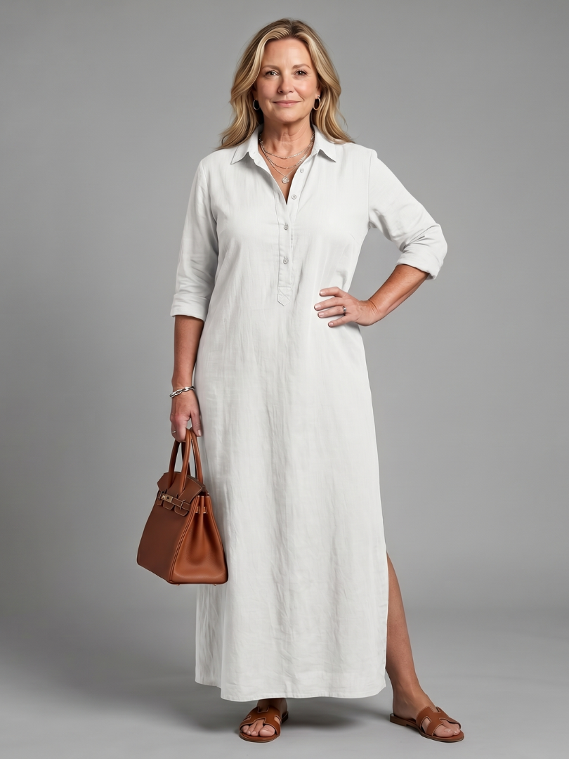 Veronica | Vestito Maxi a Maniche Lunghe con Silhouette Relaxed