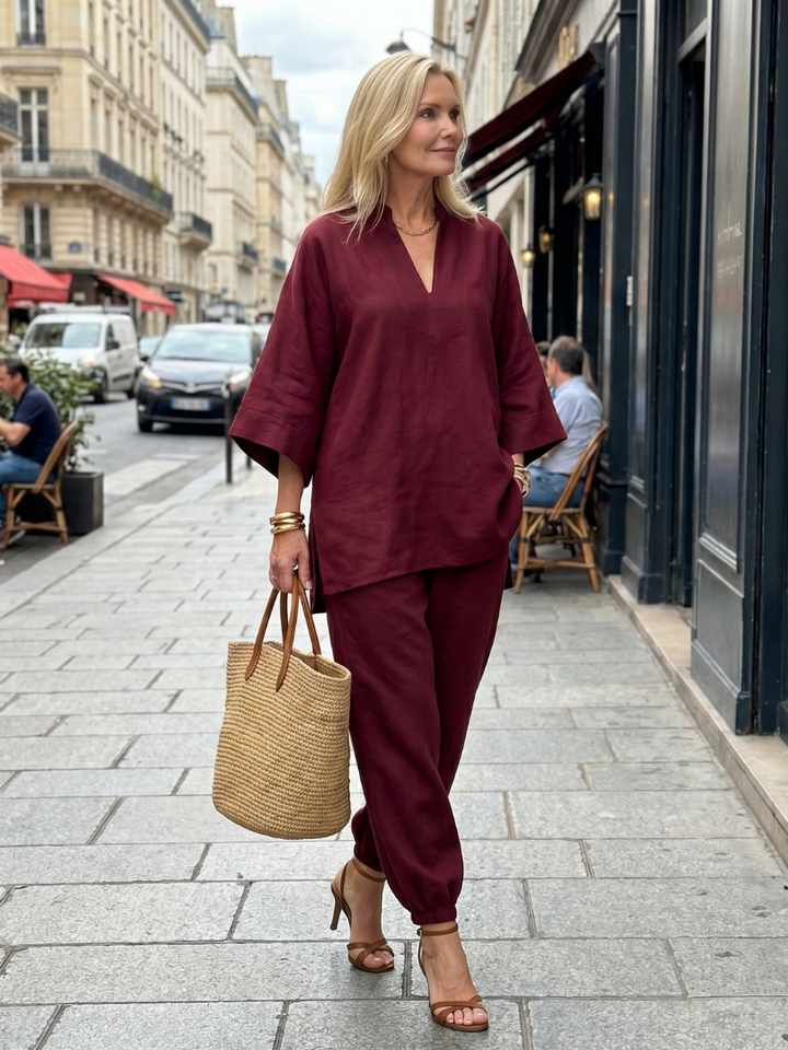Georgiana | Set Tunica a V e Pantaloni Arricciati