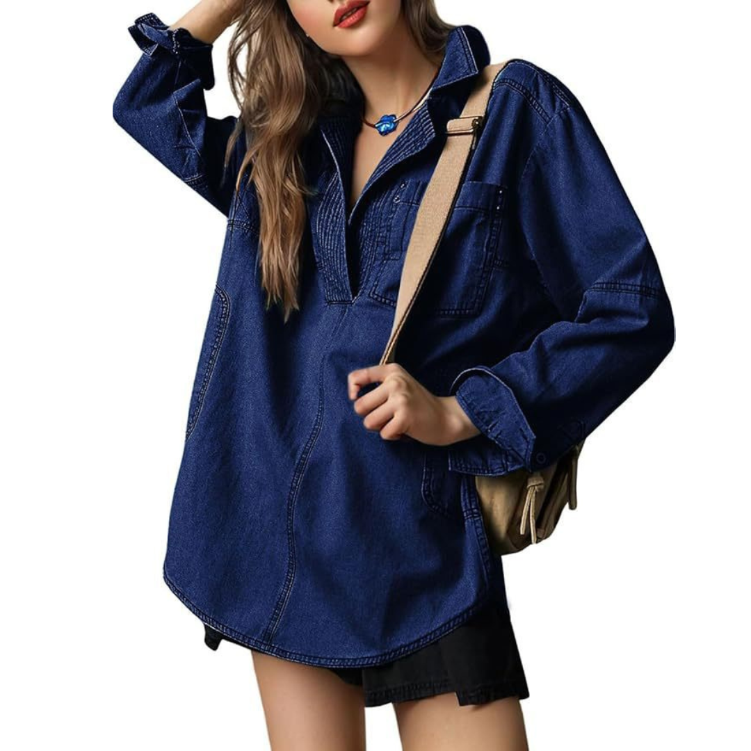 Emilia | Top Tunica in Denim con Scollatura a V Chic