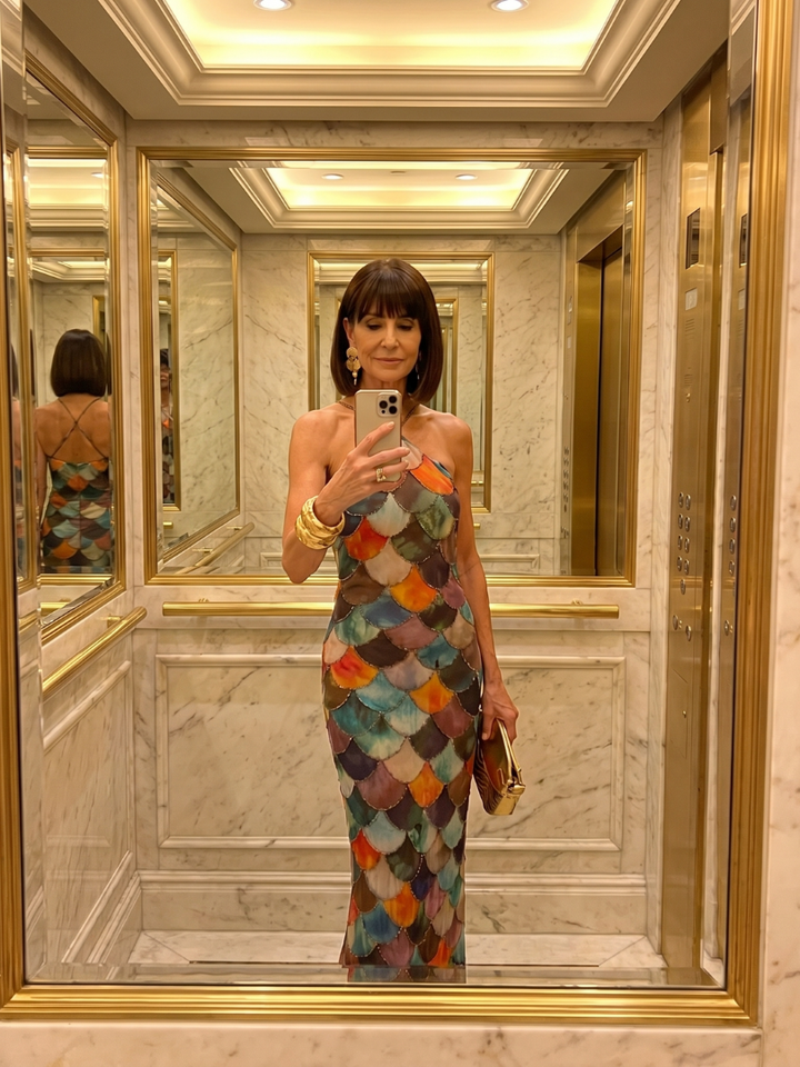 Larkin | Maxi Dress con Motivo a Scaglie Multicolore