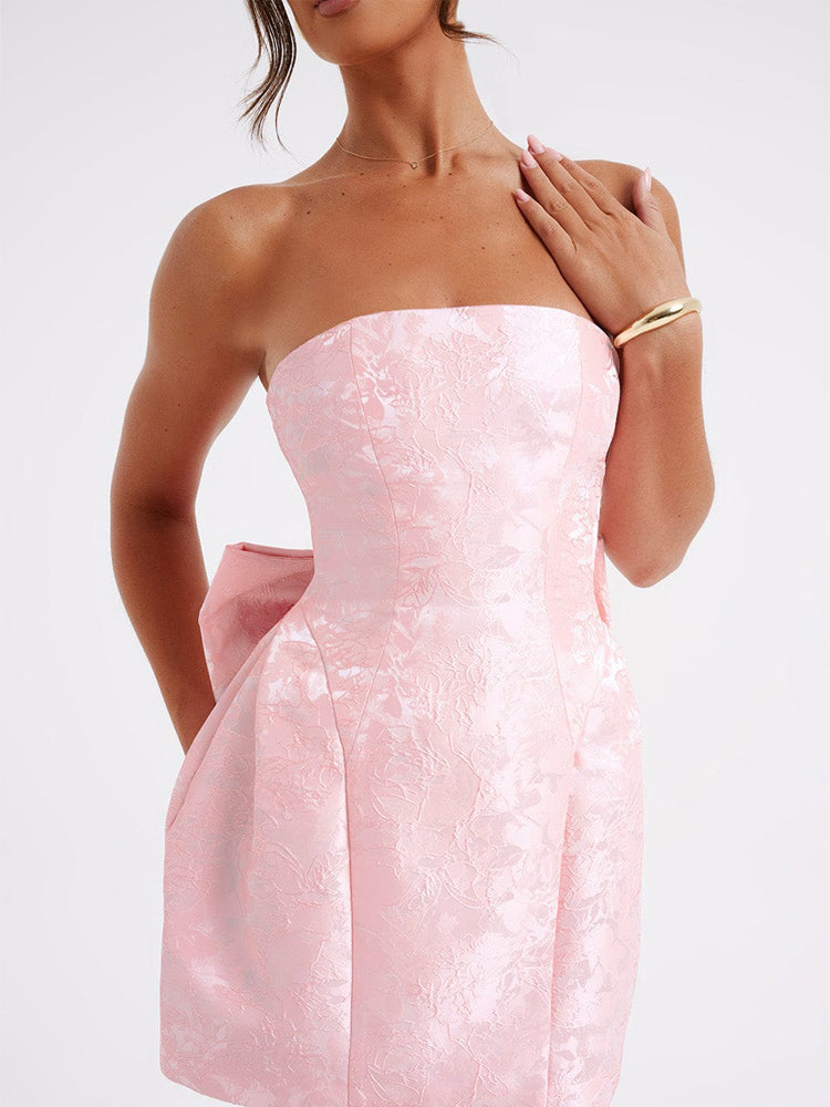 Abito Mini Jacquard con Nodo