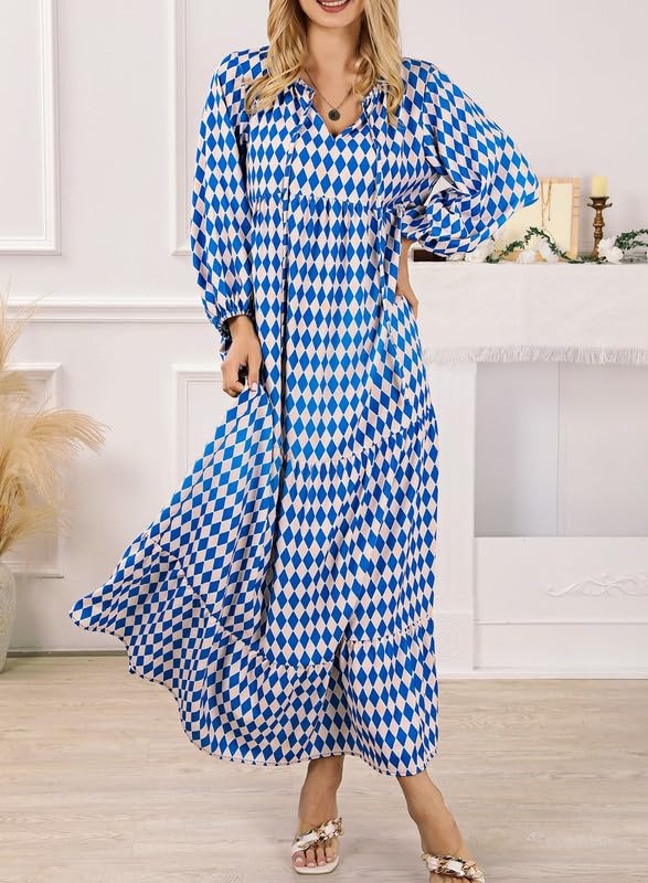 Abito Maxi Boho a Maniche Puff con Fantasia Floreale da Donna
