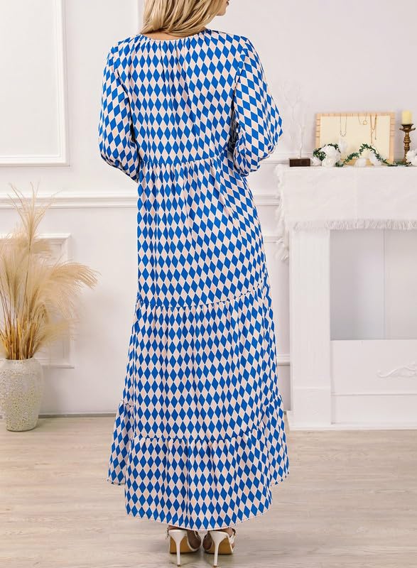 Abito Maxi Boho a Maniche Puff con Fantasia Floreale da Donna