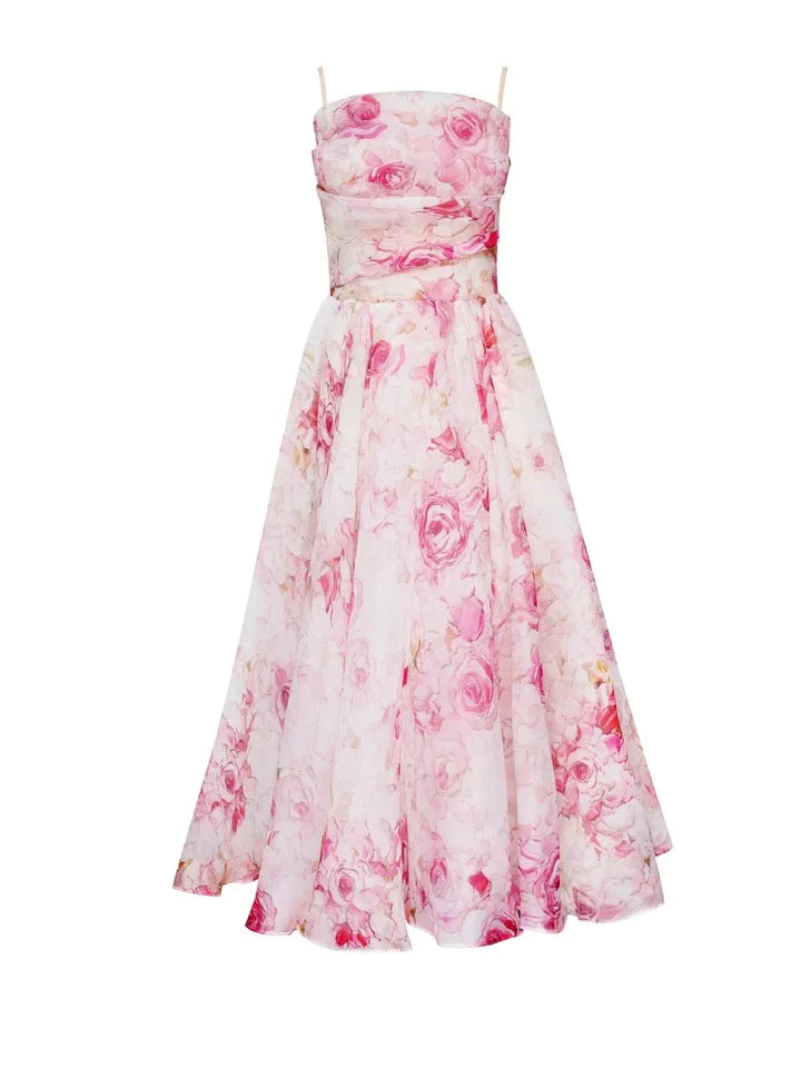 Abito Elegante Stampato Senza Spalline Emilia