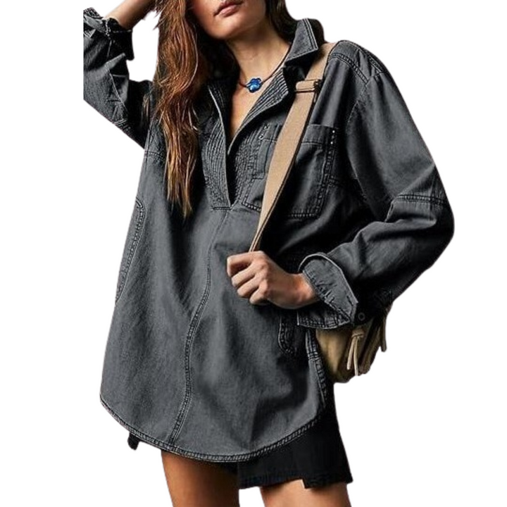 Emilia | Top Tunica in Denim con Scollatura a V Chic