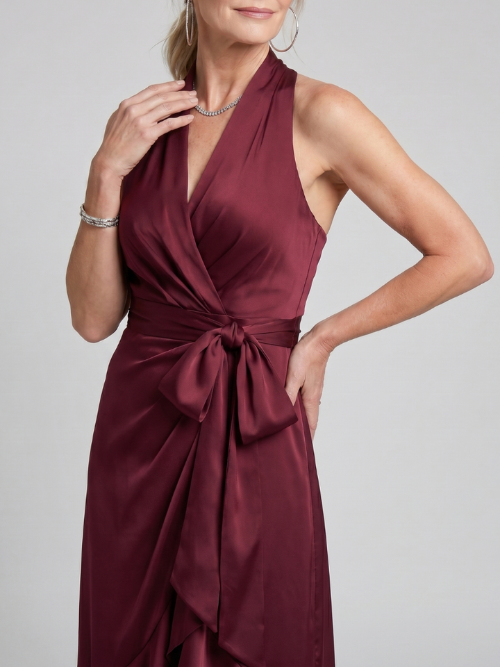 Honora | Vestito Midi Asimmetrico con Collo Halter