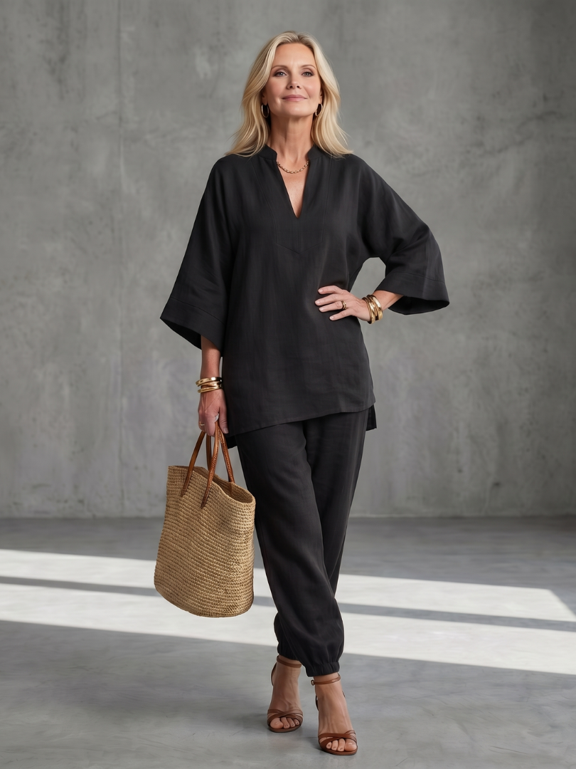 Georgiana | Set Tunica a V e Pantaloni Arricciati