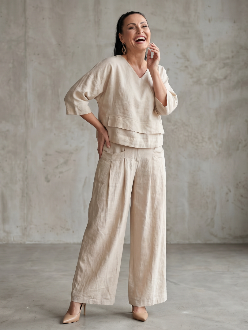 Fiume | Set Top a Strati con Pantaloni Larghi