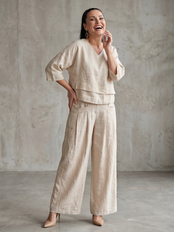 Fiume | Set Top a Strati con Pantaloni Larghi