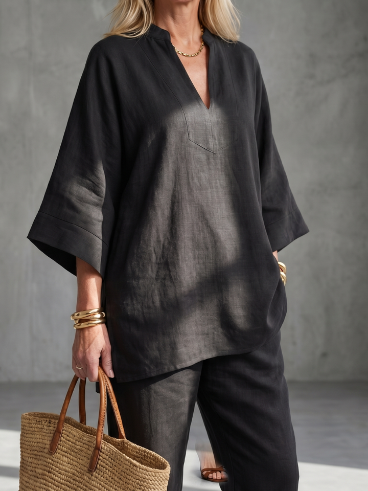 Georgiana | Set Tunica a V e Pantaloni Arricciati