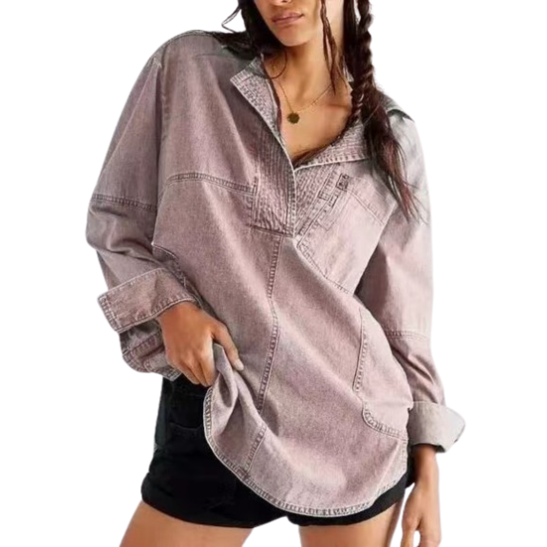 Emilia | Top Tunica in Denim con Scollatura a V Chic