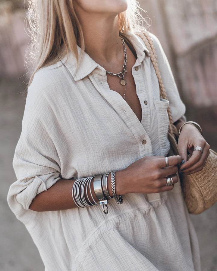 DALIA - CAMICIA ABITO CHIC IN MISTO COTONE