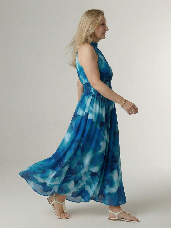 Sylin | Abito Midi con Scollo Halter Arricciato