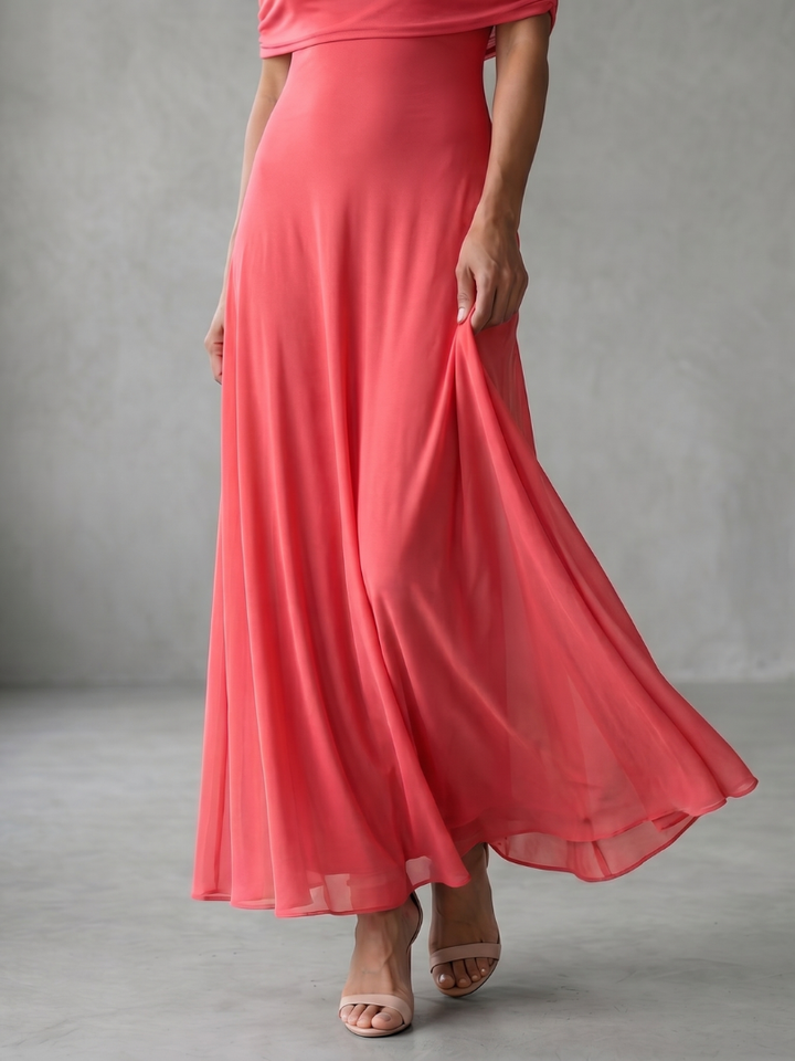 Giugno | Abito Midi Drappeggiato con Spalle Scoperte
