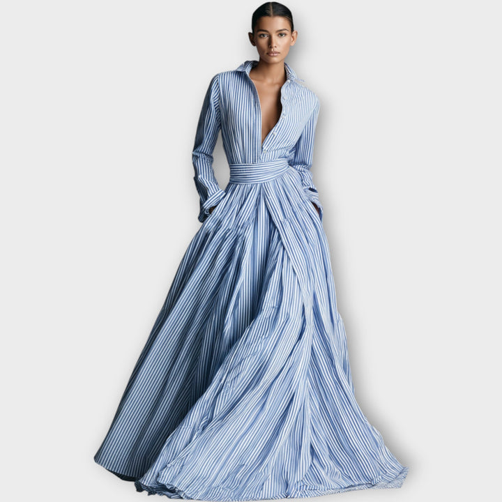 Abito Maxi Striped Button Elina