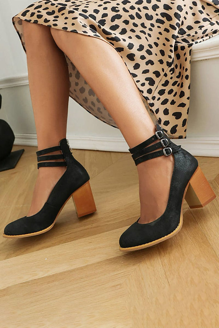 Jadara Triple Buckle Heels