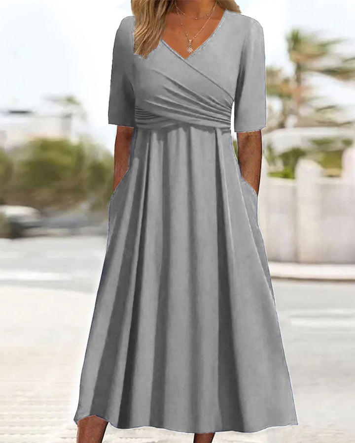 Pien - Vestito Crossover con Maniche Corte.