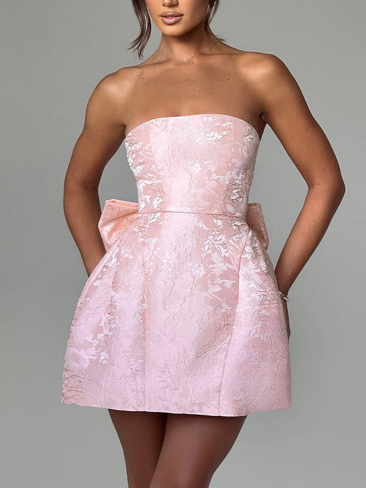 Abito Mini Jacquard con Nodo