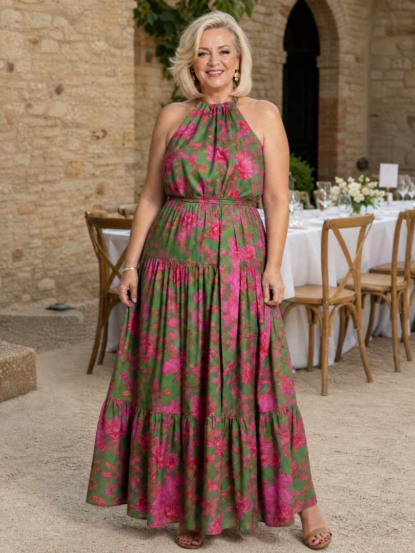 Rowen | Vestito Midi con Scollo Halter Drappeggiato
