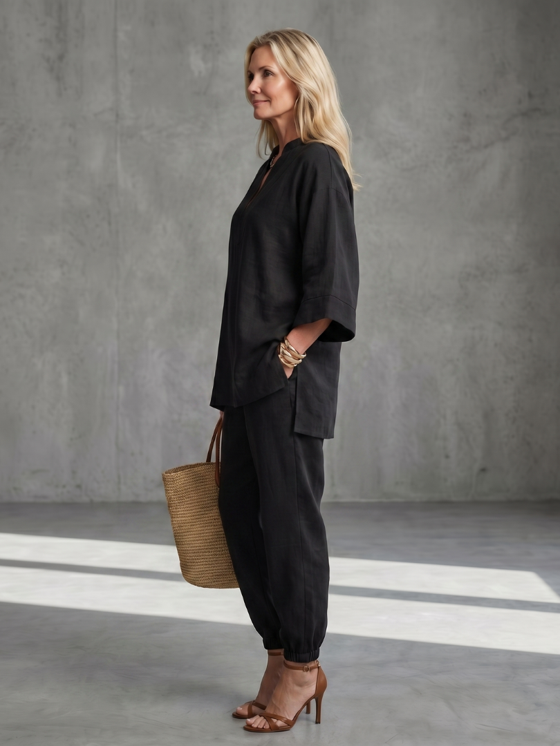 Georgiana | Set Tunica a V e Pantaloni Arricciati